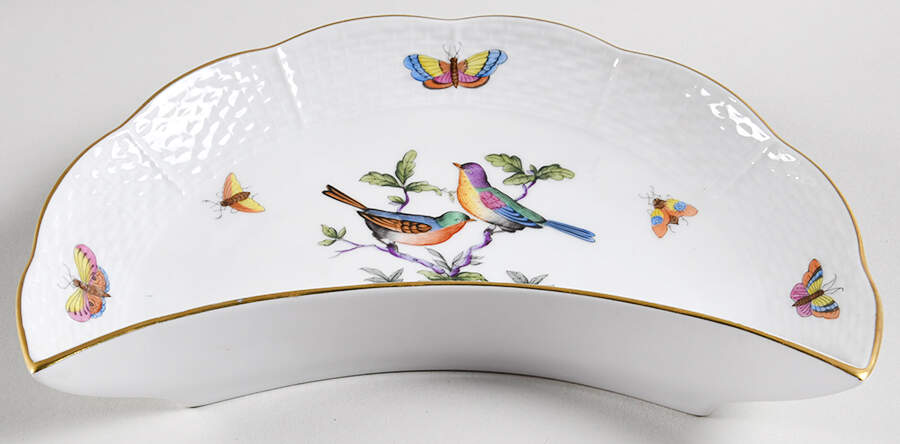Rothschild Bird (Pastel Colors) Crescent Salad Plate by Herend-1