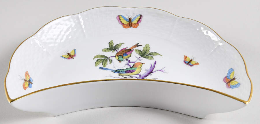 Rothschild Bird (Pastel Colors) Crescent Salad Plate by Herend-1