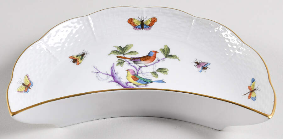Rothschild Bird (Pastel Colors) Crescent Salad Plate by Herend-1