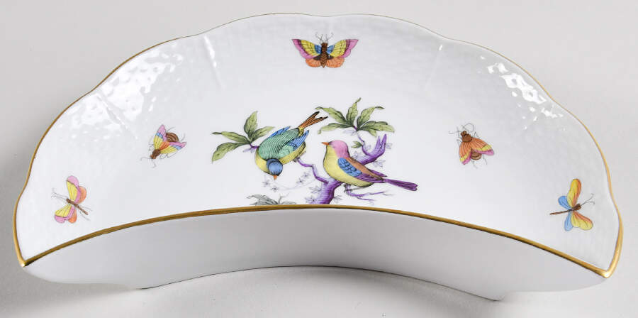 Rothschild Bird (Pastel Colors) Crescent Salad Plate by Herend-1