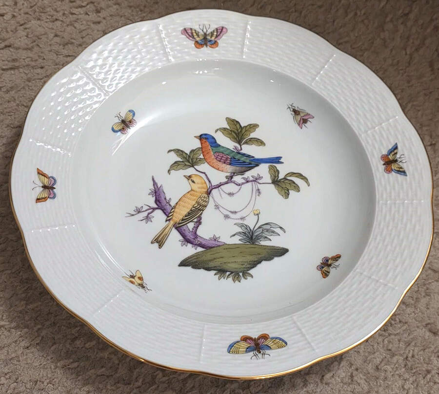 Rothschild Bird (Pastel Colors) Large Rim Soup Bowl by Herend-1