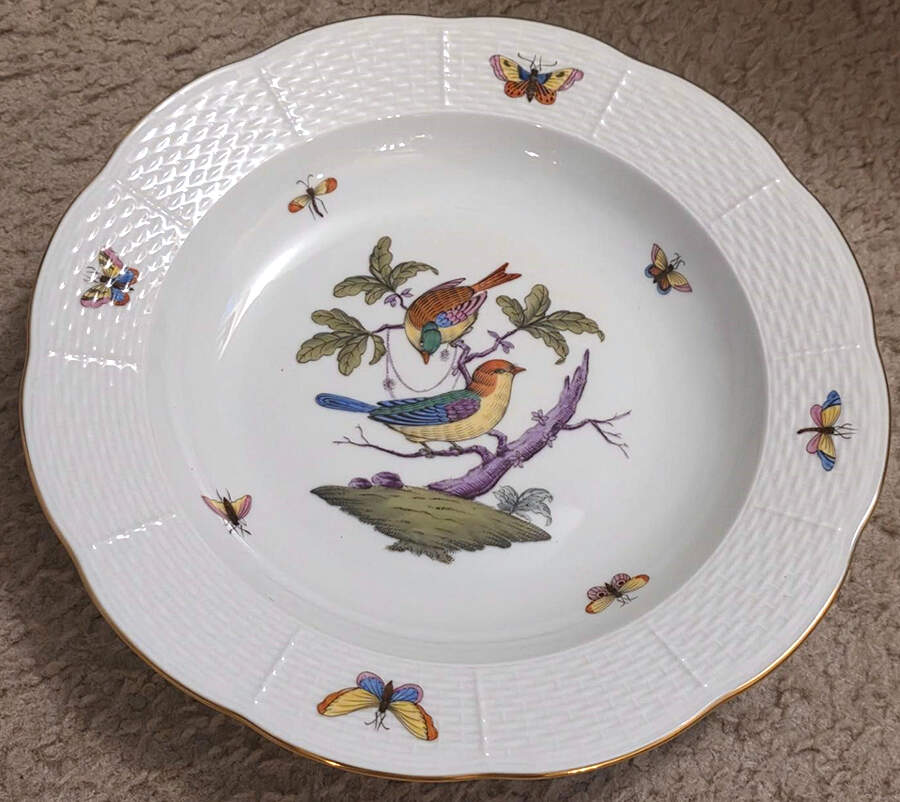 Rothschild Bird (Pastel Colors) Large Rim Soup Bowl by Herend-1