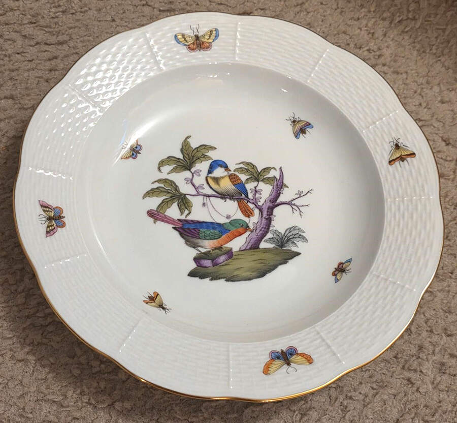 Rothschild Bird (Pastel Colors) Large Rim Soup Bowl by Herend-1