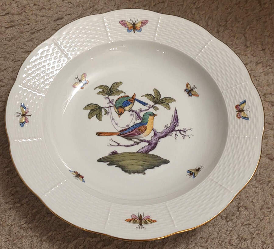 Rothschild Bird (Pastel Colors) Large Rim Soup Bowl by Herend-1