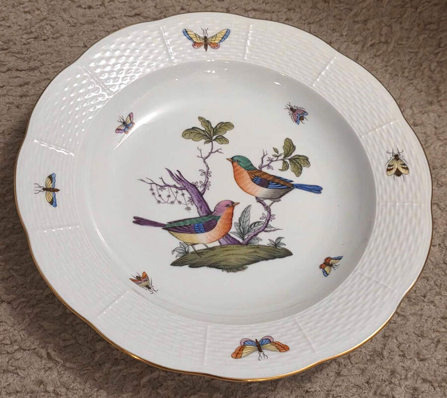 Rothschild Bird (Pastel Colors) Large Rim Soup Bowl by Herend-1