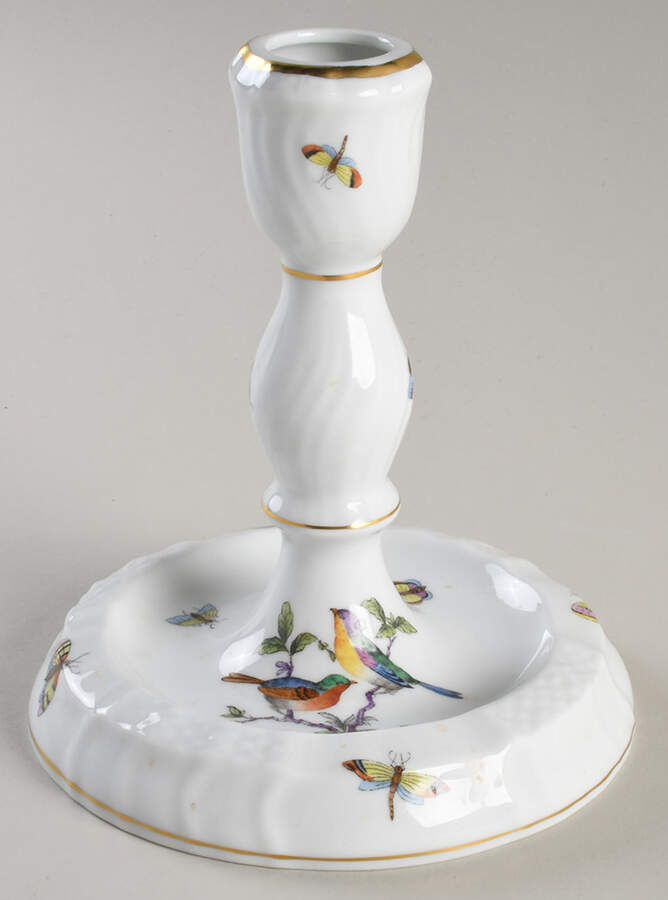 Rothschild Bird (Pastel Colors) 5" Candlestick by Herend-1