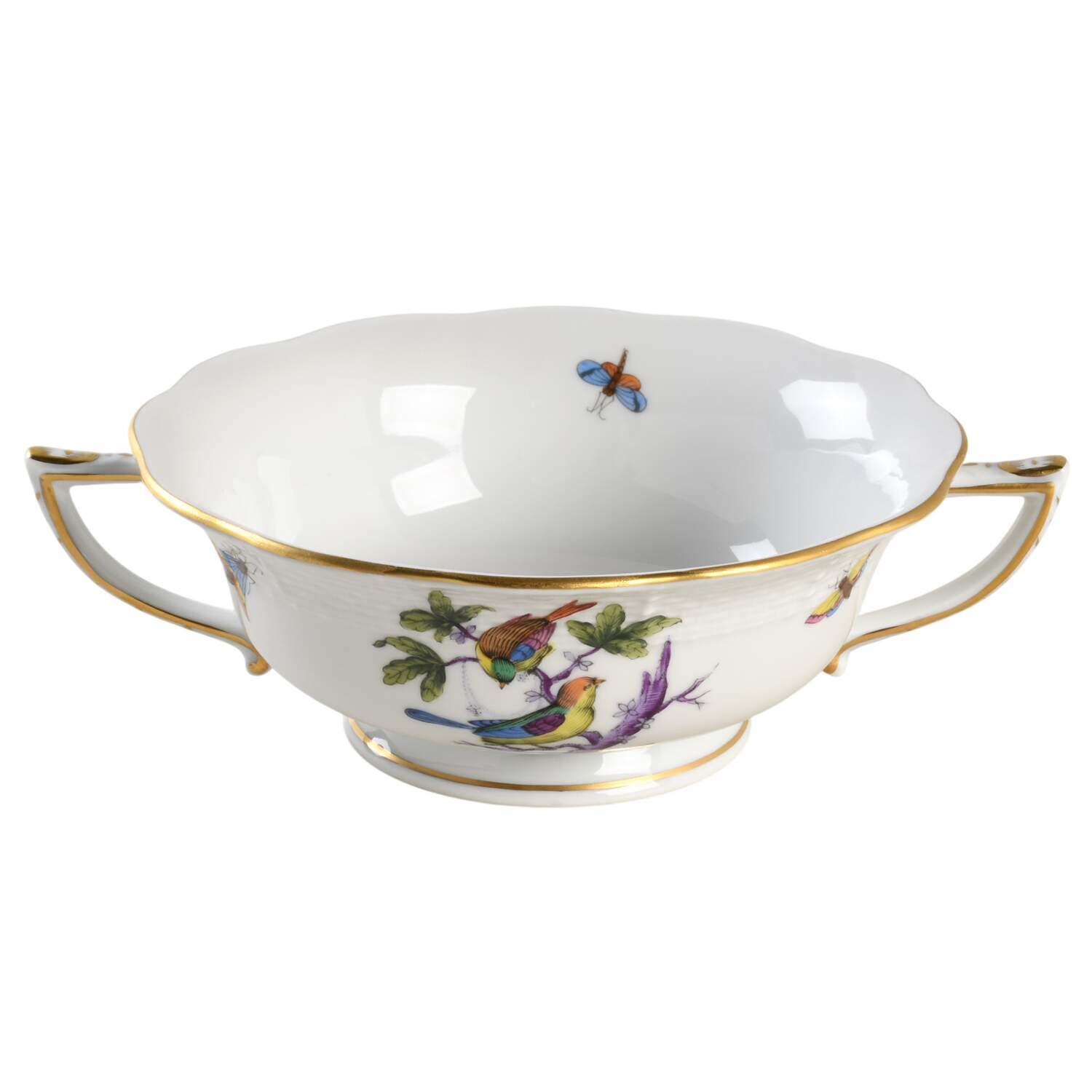 Rothschild Bird (Pastel Colors) Footed Cream Soup Bowl by Herend-1