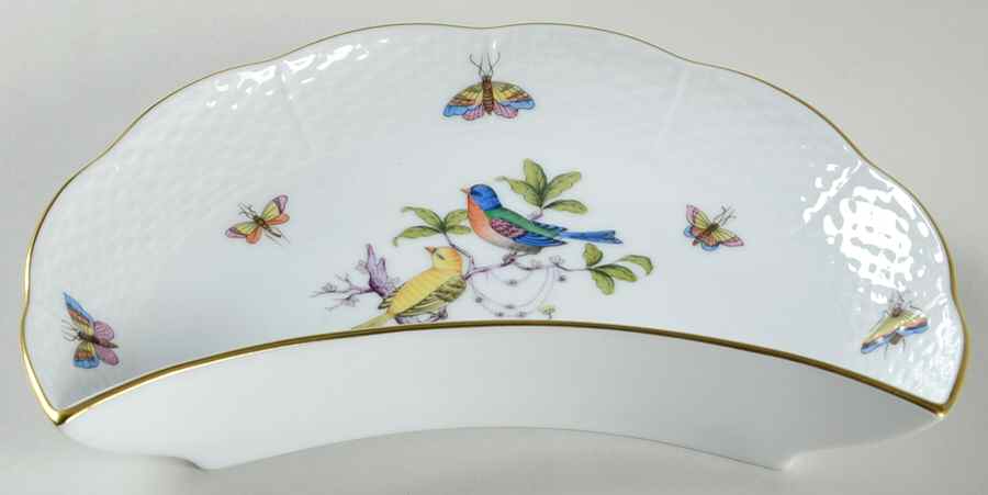 Rothschild Bird (Pastel Colors) Crescent Salad Plate by Herend-1