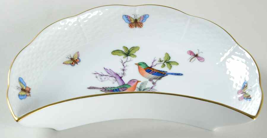 Rothschild Bird (Pastel Colors) Crescent Salad Plate by Herend-1