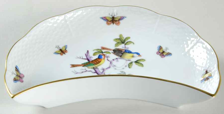 Rothschild Bird (Pastel Colors) Crescent Salad Plate by Herend-1