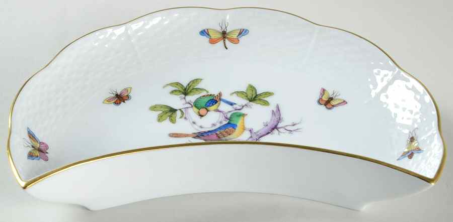 Rothschild Bird (Pastel Colors) Crescent Salad Plate by Herend-1