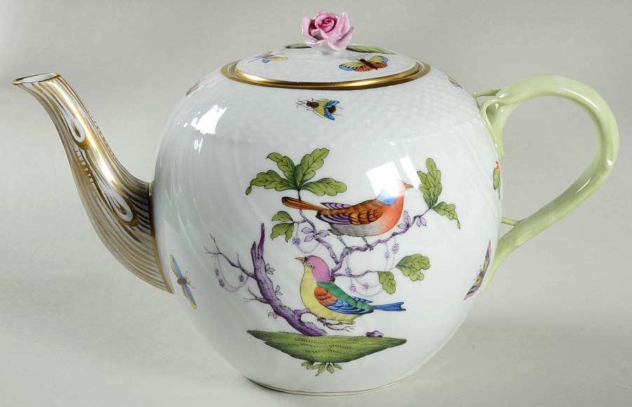 Rothschild Bird (Pastel Colors) Teapot & Lid by Herend-1