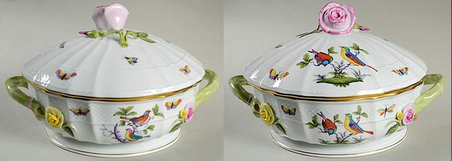 Rothschild Bird (Pastel Colors) Round Covered Vegetable by Herend-1