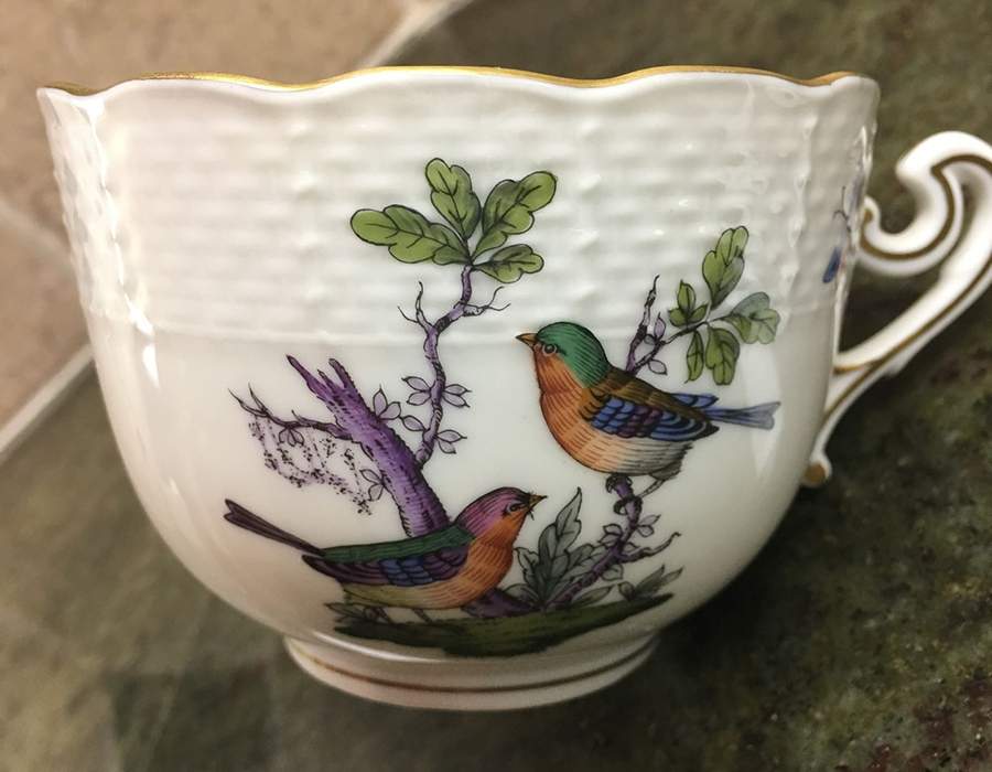 Rothschild Bird (Pastel Colors) Flat Cup & Saucer Set by Herend-1