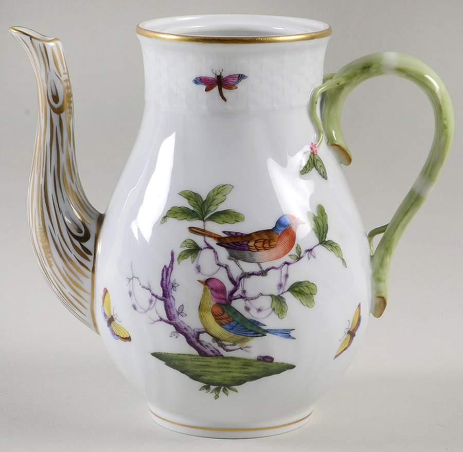 Rothschild Bird (Pastel Colors) Coffee Pot No Lid by Herend-1