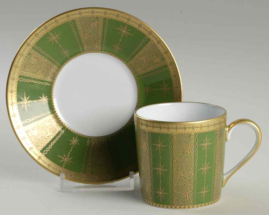 Botticelli Vert Empire (Green) Flat Demitasse Cup & Saucer Set by Haviland-1