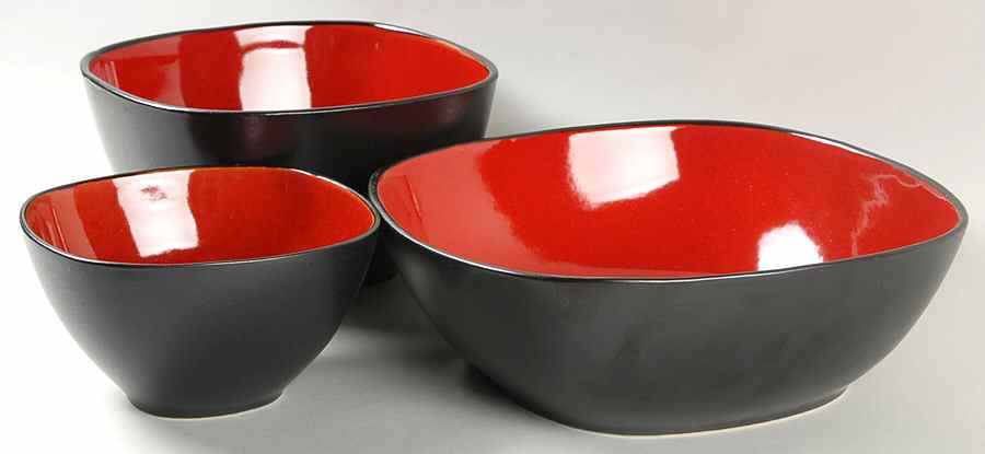 Rave Red Square (3 Piece) Mixing Bowl Set by Home Trends-1