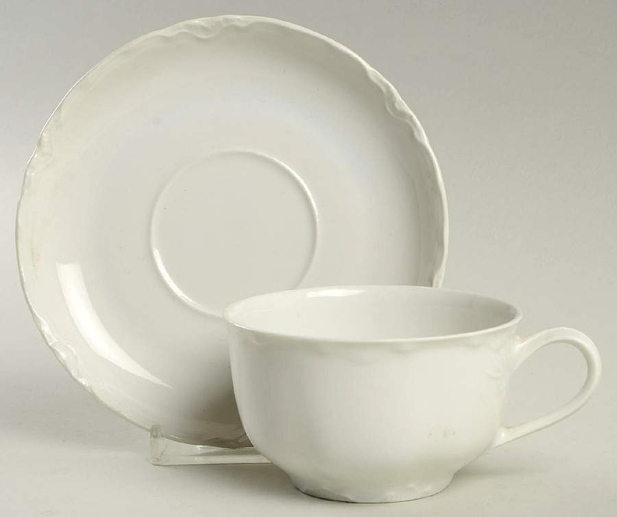 Racine (Cream) Flat Cup & Saucer Set by Hutschenreuther-1