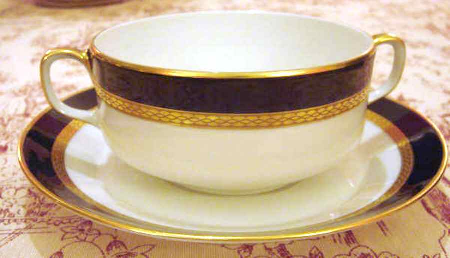 Diamant (Cobalt, Rim Shape) Flat Cream Soup Bowl & Saucer Set by Hutschenreuther-1