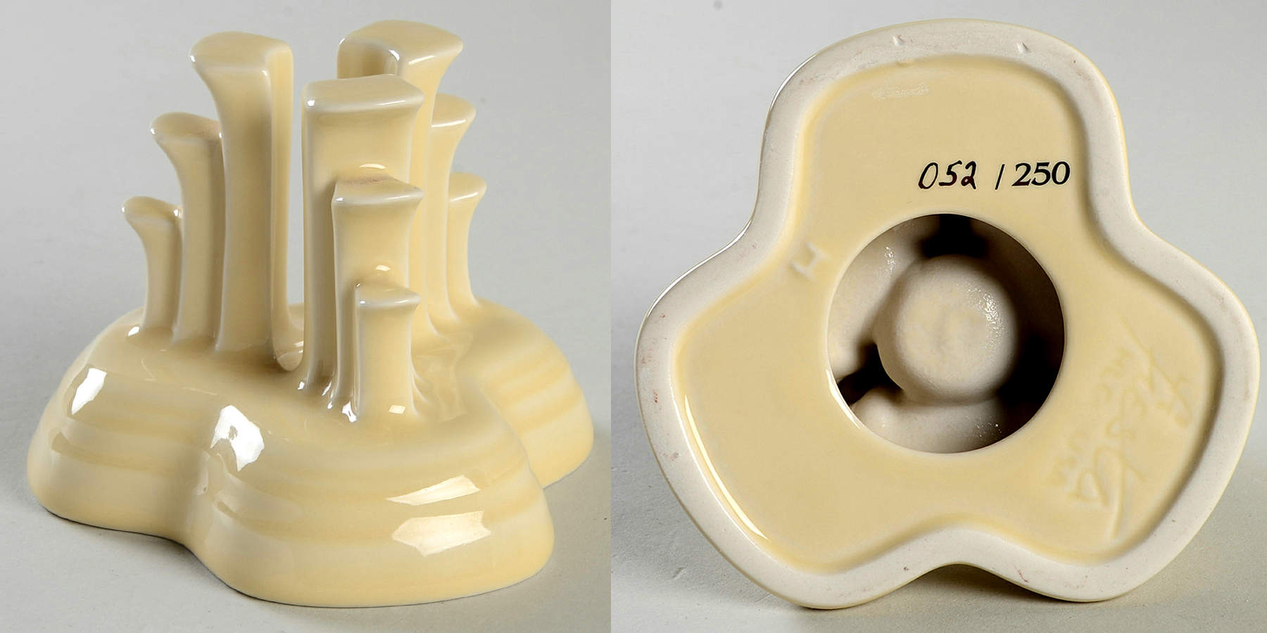Fiesta Ivory (Intro 2008) Tripod Candleholder by Homer Laughlin -1
