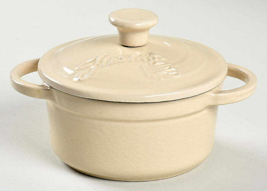 Fiesta Ivory (Intro 2008) 11 Oz Cast Iron Round Covered Casserole by Homer Laughlin -1