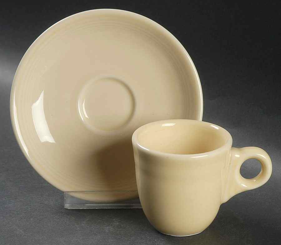 Fiesta Ivory (Intro 2008) Flat Demitasse Cup & Saucer Set by Homer Laughlin -1