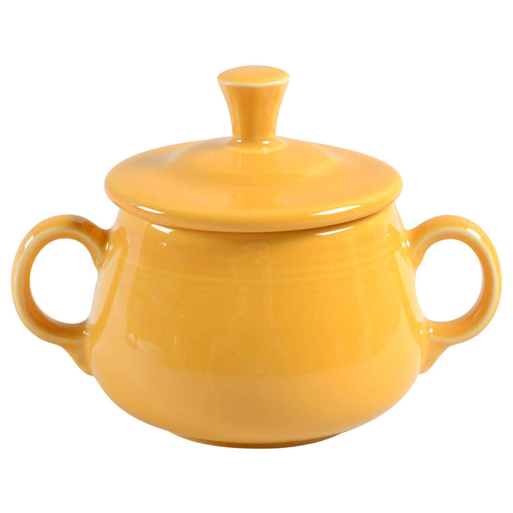 Fiesta Marigold (Intro 2008, 75th Anniversary) Sugar Bowl & Lid by Homer Laughlin -1