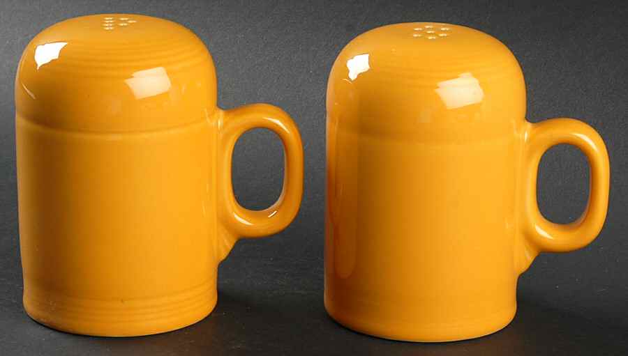 Fiesta Marigold (Intro 2008, 75th Anniversary) Stove Top Salt & Pepper Set by Homer Laughlin -1