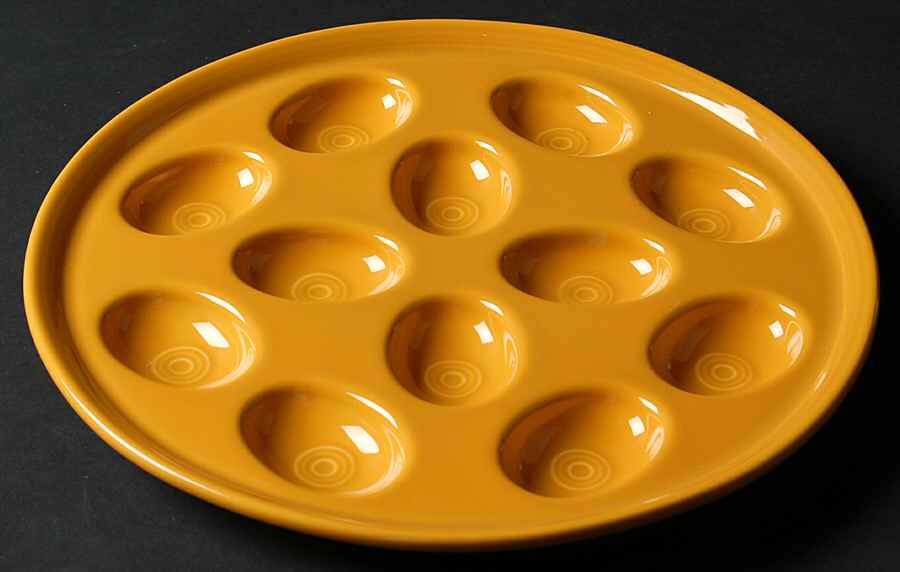 Fiesta Marigold (Intro 2008, 75th Anniversary) Deviled Egg Plate by Homer Laughlin -1