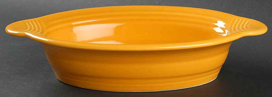 Fiesta Marigold (Intro 2008, 75th Anniversary) 11" Oval Baker by Homer Laughlin -1