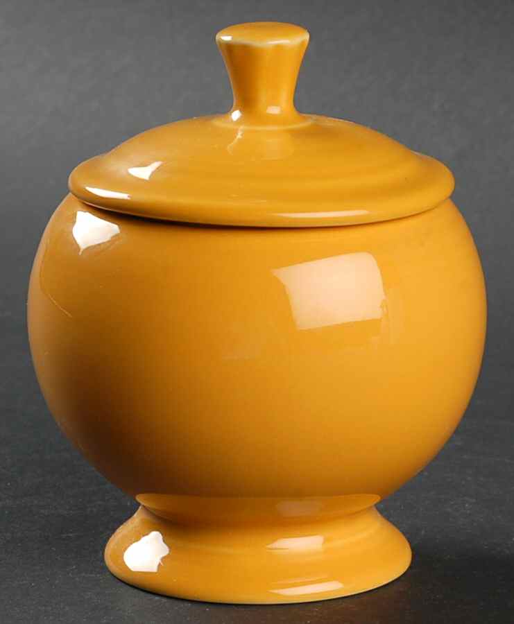 Fiesta Marigold (Intro 2008, 75th Anniversary) Individual Sugar Bowl & Lid by Homer Laughlin -1