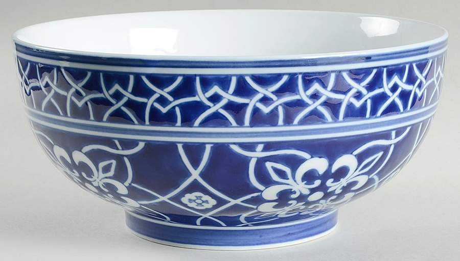 Catalina Medallion Blue 10" Large Salad Serving Bowl by Home-1