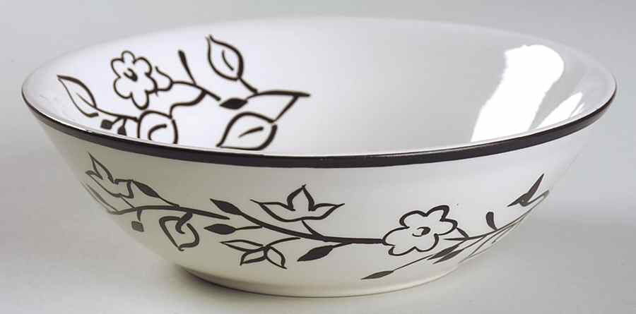 Ebony Floral Soup/Cereal Bowl by Home Trends-1