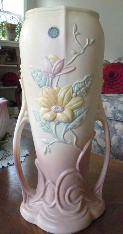 Magnolia (Matte) 15" Handled Vase by Hull-1