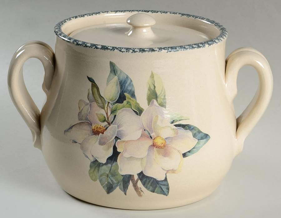 Magnolia Bean Pot & Lid by Home & Garden Party-1