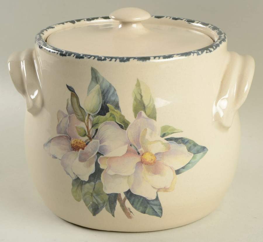 Magnolia Bean Pot & Lid by Home & Garden Party-1