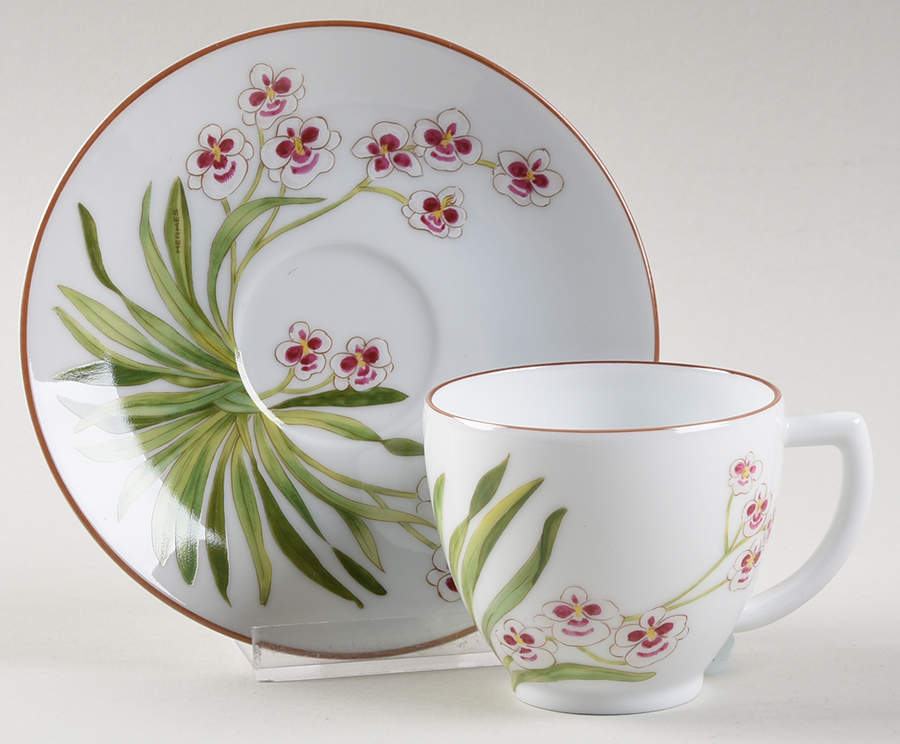 Jardin des Orchidees Flat Demitasse Cup & Saucer Set by Hermes-1
