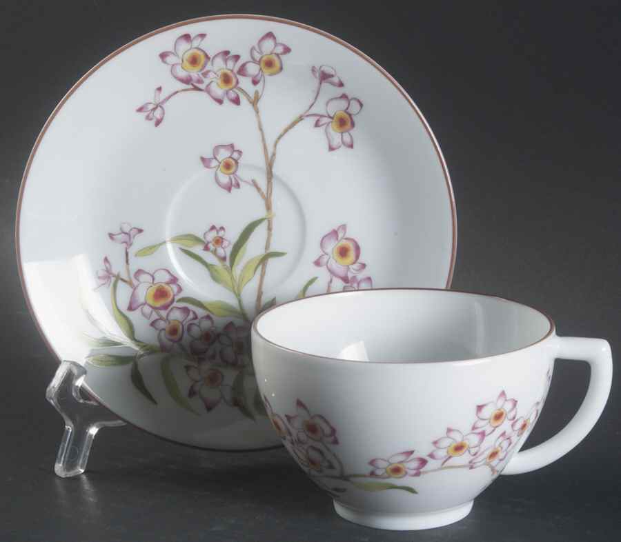 Jardin des Orchidees Flat Cup & Saucer Set by Hermes-1