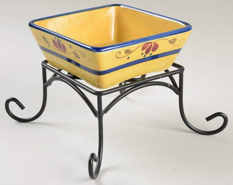 Welcome Home 5" Square Bowl with 3" High Metal Stand by Home & Garden Party-1