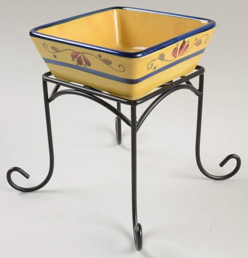 Welcome Home 5" Square Bowl w/5" Ht Metal Stand by Home & Garden Party-1