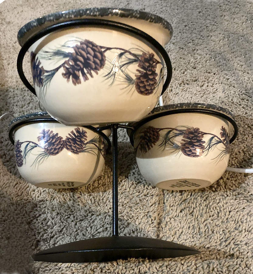 Northwoods Condiment Bowl - Set of 3 & Metal Stand by Home & Garden Party-1