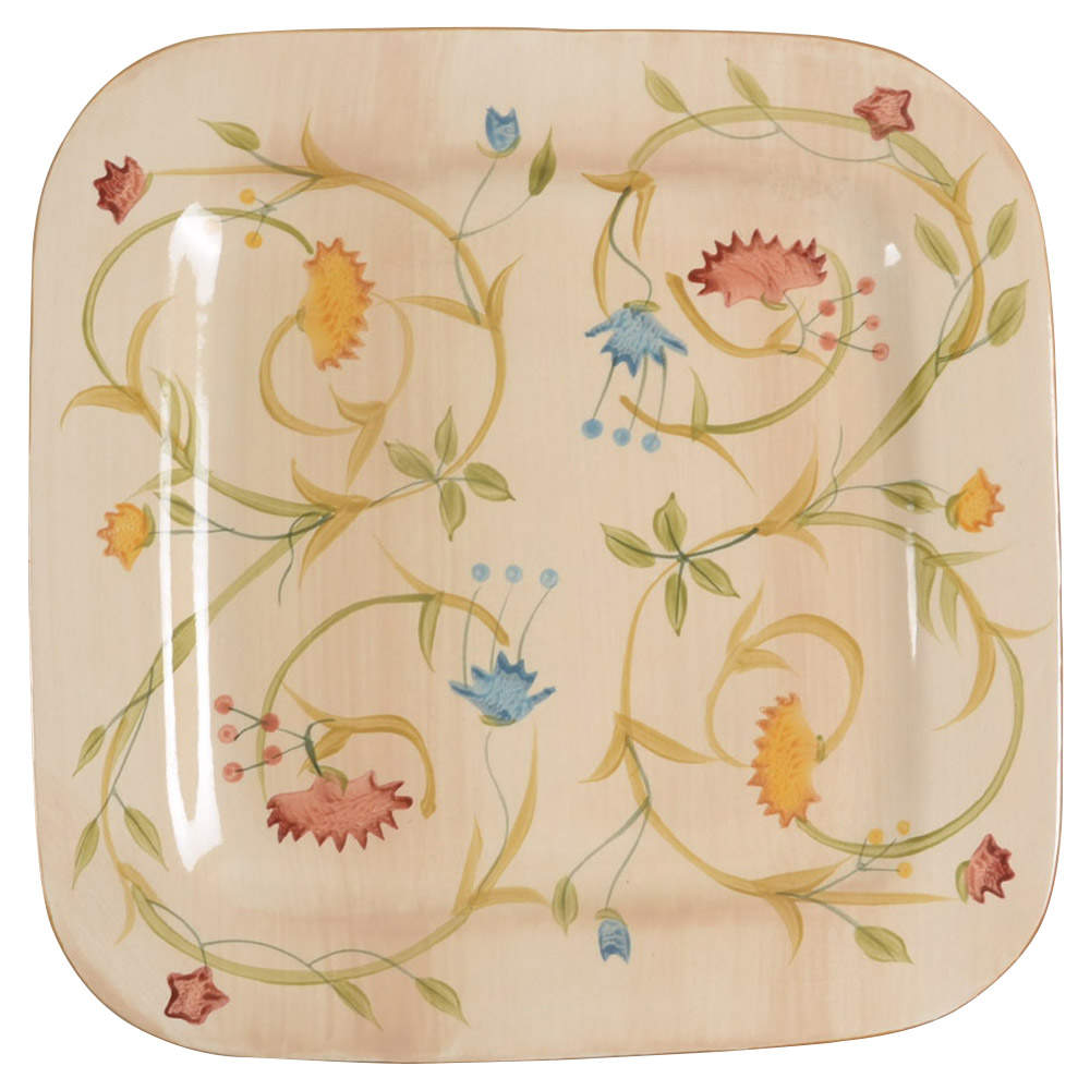 American Simplicity Floral Square Dinner Plate by Home-1