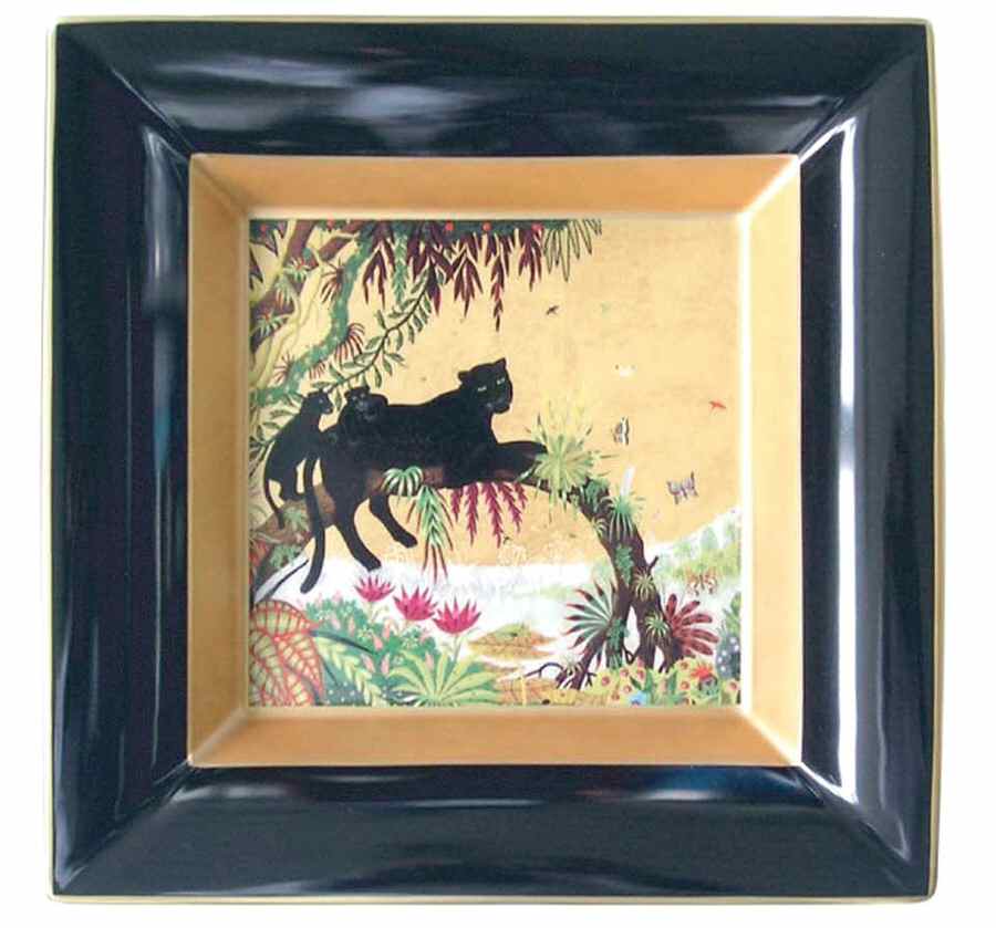 Alain Thomas Panther Noir 11" Square Tray by Haviland-1