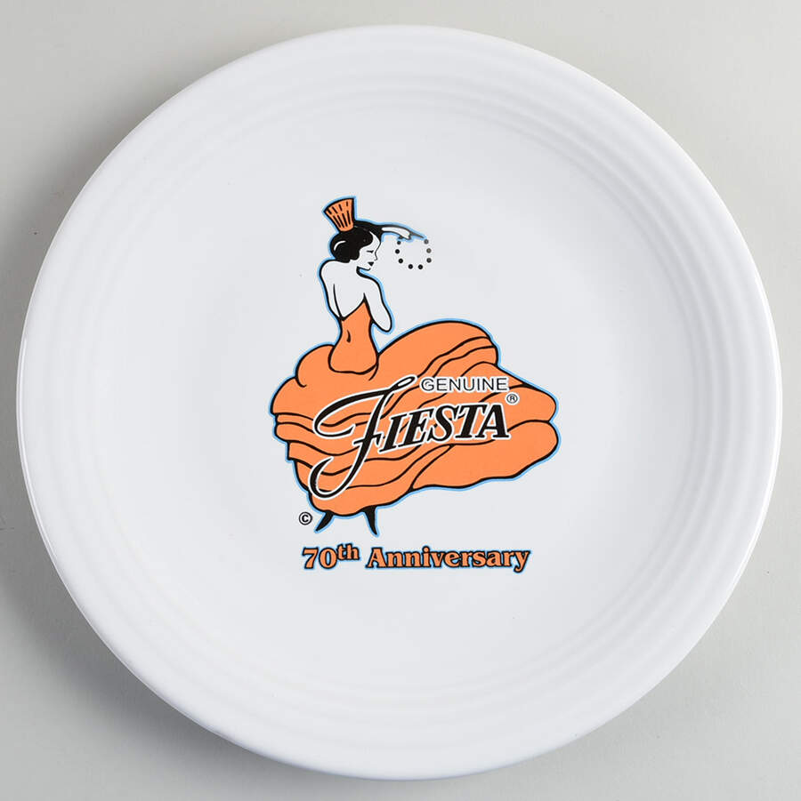 Advertising Signs 70'th Anniversary 11" Chop Plate (Round Platter) by Homer Laughlin -1