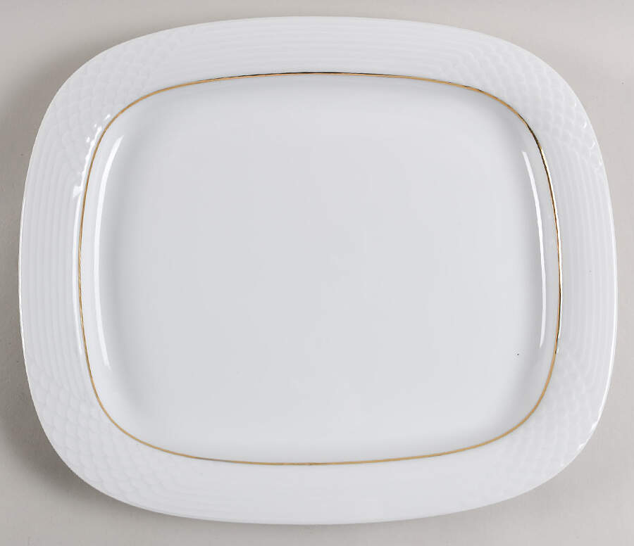 HUT1836 (Gold Verge, No Trim) 13" Rectangular Serving Platter by Hutschenreuther-1
