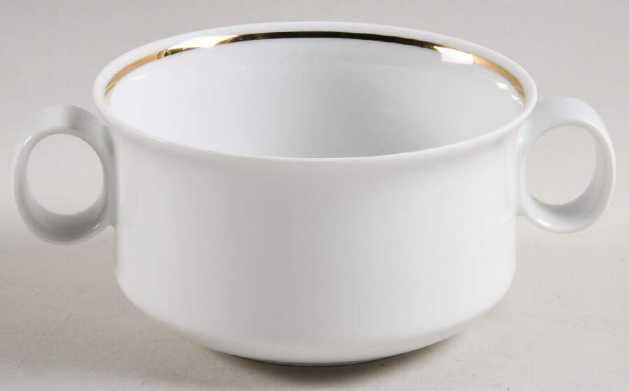 HUT1836 (Gold Verge, No Trim) Flat Cream Soup Bowl by Hutschenreuther-1