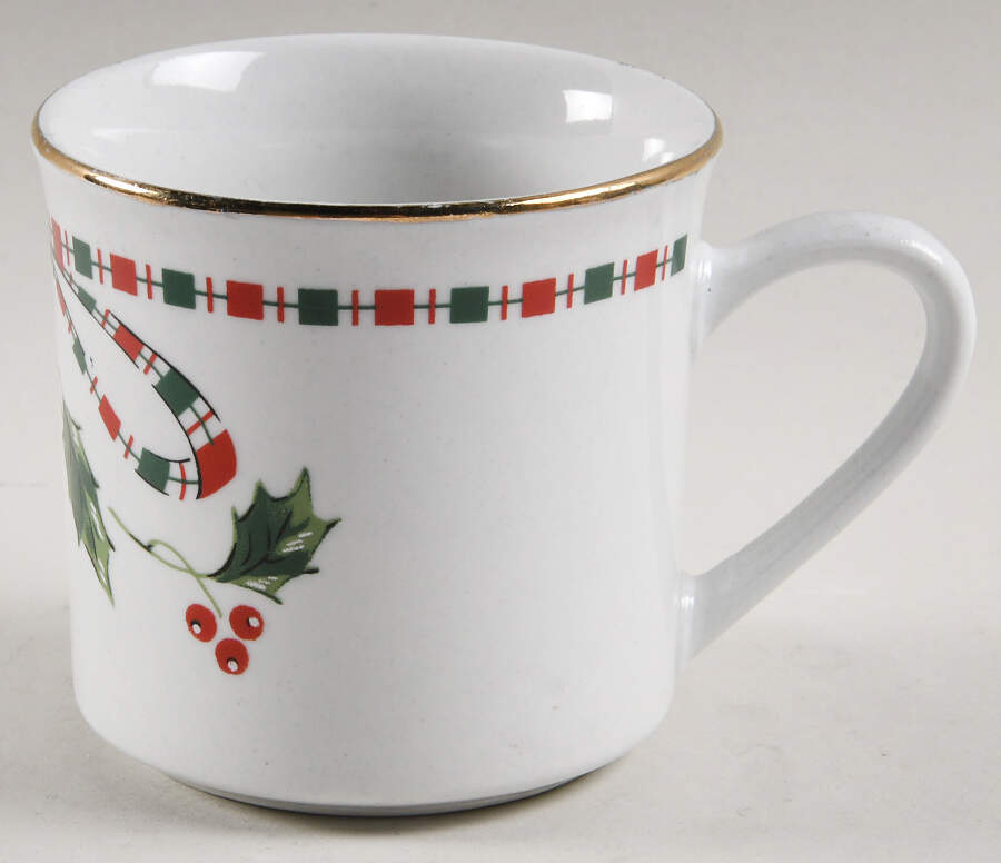 Tartan Ribbon (White Background, Gold Trim) Flat Cup by Home Essentials-1
