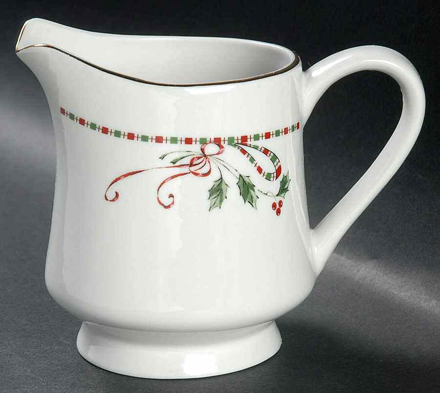 Tartan Ribbon (White Background, Gold Trim) Creamer by Home Essentials-1