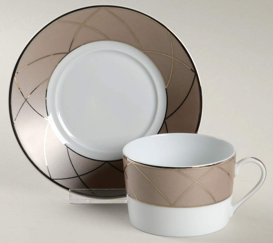 Aurore with Arches Flat Cup & Saucer Set by Haviland-1