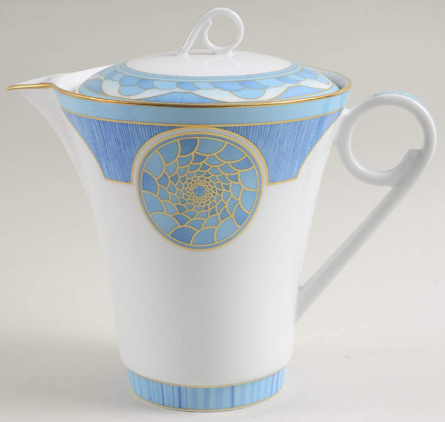Eventails Bleu Tea/Coffee Pot & Lid by Haviland-1